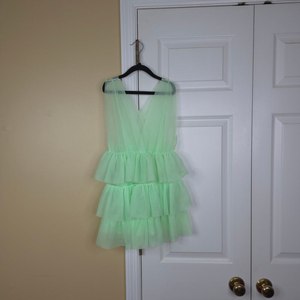 Vintage 60/70s Chic Lingerie Co Green Tiered Tulle Babydoll Slip Dress Small